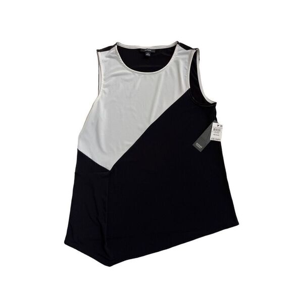 Alfani Printed-Front Asymmetrical Tan Deep‎ Black M - Picture 1 of 6